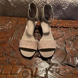 Vince taupe ankle strap sandal.